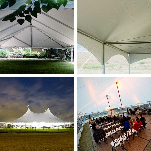framework inside tents and poles in pole tents